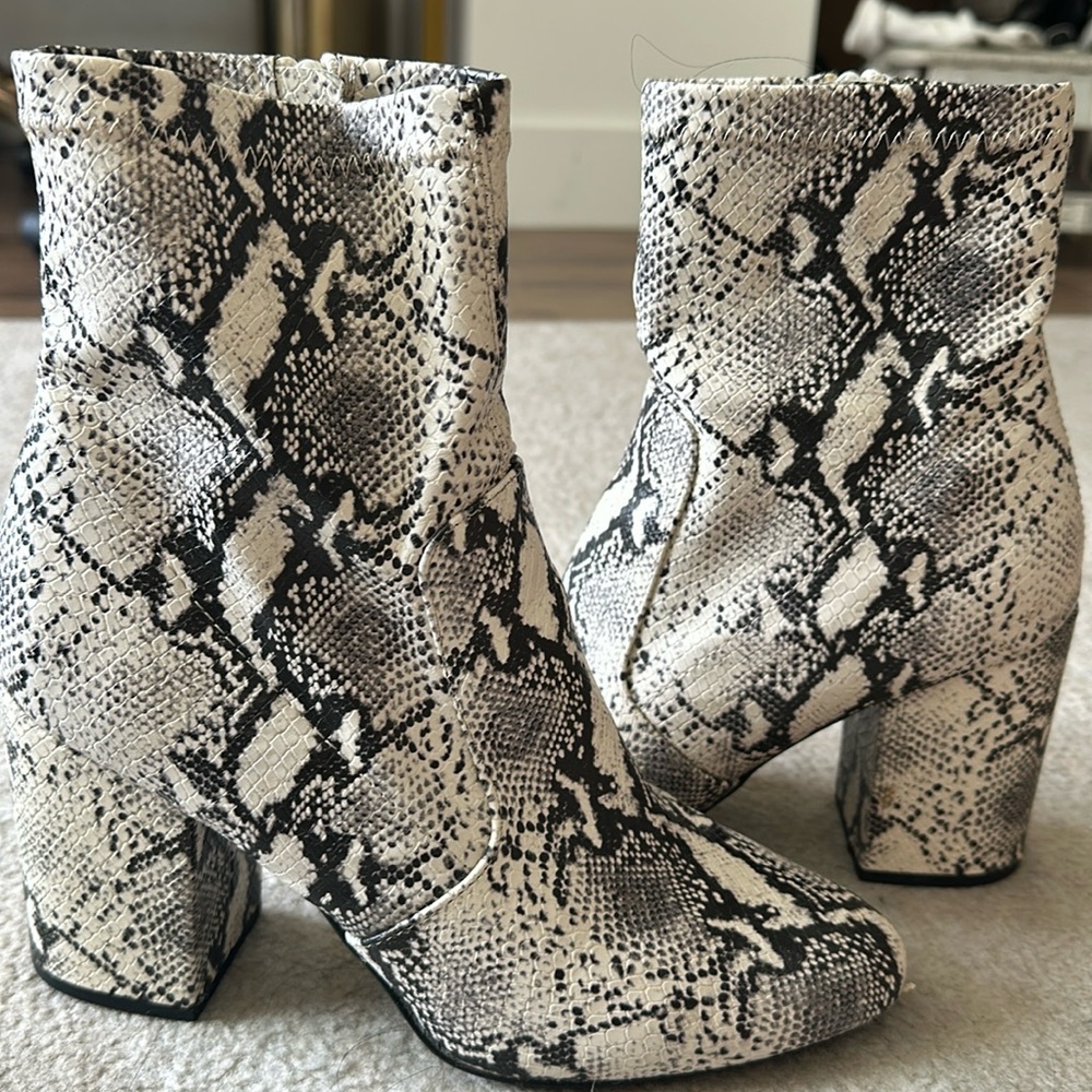 Snakeskin booties